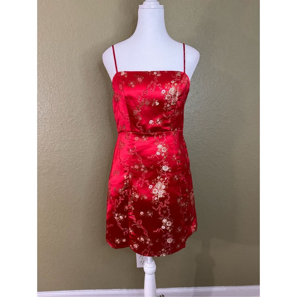 Princess Polly Women's 6 Square Neck Cienna Mini Dress Red Asian Dragon Floral
